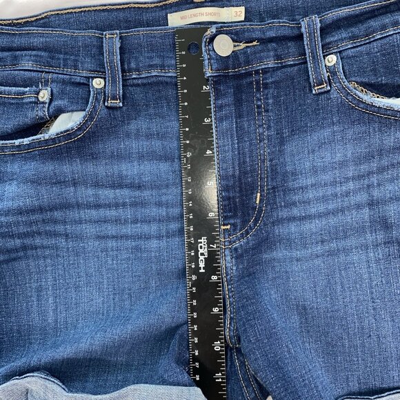 2 Levis Mid Length Shorts Womens 32 Blue/ Blue Washed - Picture 8 of 15